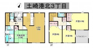 秋田市土崎港北、新築一戸建ての間取り画像です