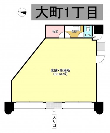 秋田市大町、収益物件/店舗事務所の間取り画像です