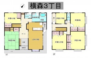 秋田市横森、中古一戸建ての間取り画像です