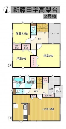 秋田市新藤田、新築一戸建ての間取り画像です