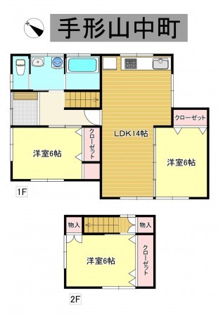 秋田市手形山中町、中古一戸建ての間取り画像です