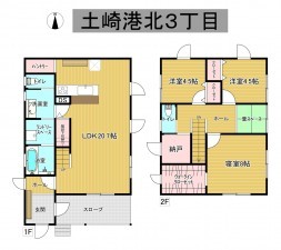秋田市土崎港北、中古一戸建ての間取り画像です
