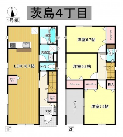 秋田市茨島、新築一戸建ての間取り画像です