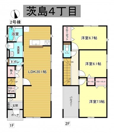 秋田市茨島、新築一戸建ての間取り画像です