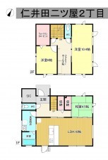 秋田市仁井田二ツ屋、中古一戸建ての間取り画像です