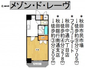 秋田市南通築地、収益物件/マンションの間取り画像です