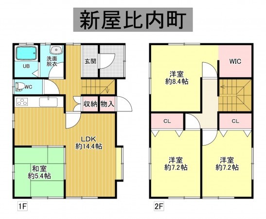秋田市新屋比内町、中古一戸建ての間取り画像です