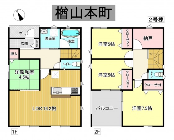 秋田市楢山本町、新築一戸建ての間取り画像です