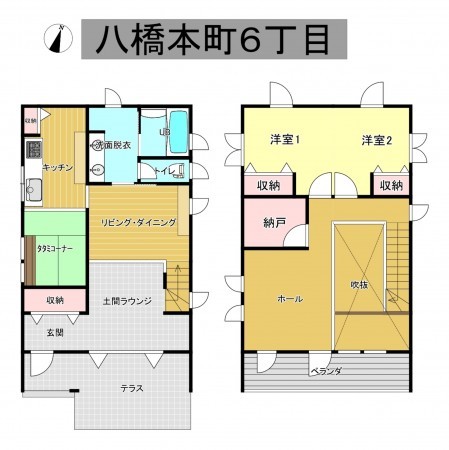 秋田市八橋本町、中古一戸建ての間取り画像です