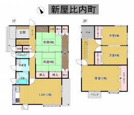 秋田市新屋比内町、中古一戸建ての間取り画像です