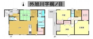 秋田市外旭川、新築一戸建ての間取り画像です