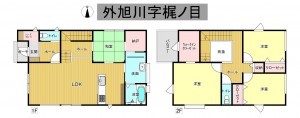 秋田市外旭川、新築一戸建ての間取り画像です