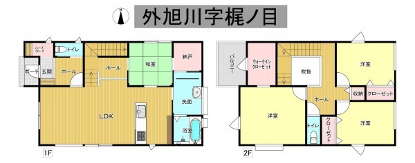 秋田市外旭川、新築一戸建ての間取り画像です