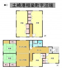 秋田市土崎港相染町、中古一戸建ての間取り画像です
