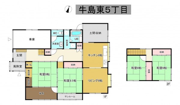秋田市牛島東、中古一戸建ての間取り画像です