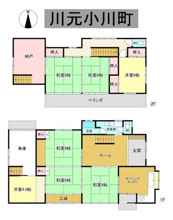 秋田市川元小川町、中古一戸建ての間取り画像です