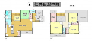 秋田市仁井田潟中町、新築一戸建ての間取り画像です