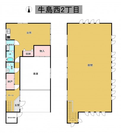 秋田市牛島西、中古一戸建ての間取り画像です