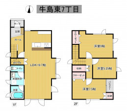 秋田市牛島東、中古一戸建ての間取り画像です