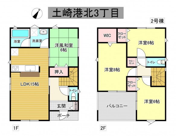 秋田市土崎港北、新築一戸建ての間取り画像です