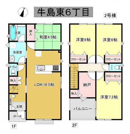 秋田市牛島東、新築一戸建ての間取り画像です