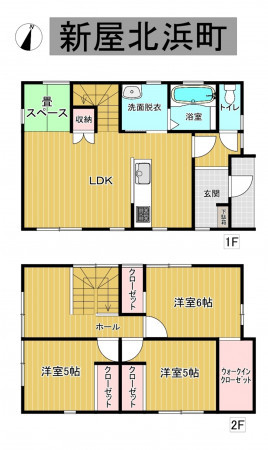 秋田市新屋北浜町、中古一戸建ての間取り画像です
