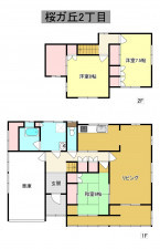 秋田市桜ガ丘、中古一戸建ての間取り画像です