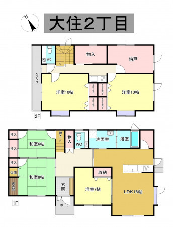 秋田市大住、中古一戸建ての間取り画像です