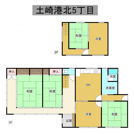秋田市土崎港北、中古一戸建ての間取り画像です