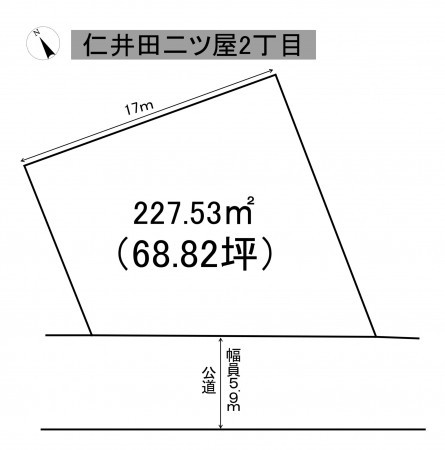 秋田市仁井田二ツ屋、土地の間取り画像です