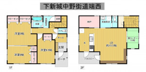 秋田市下新城中野、中古一戸建ての間取り画像です