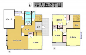 秋田市桜ガ丘、中古一戸建ての間取り画像です
