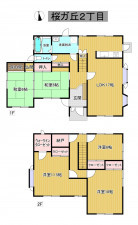 秋田市桜ガ丘、中古一戸建ての間取り画像です