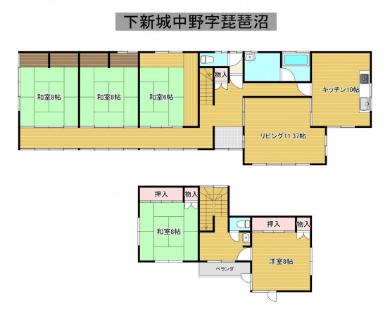 秋田市下新城中野、中古一戸建ての間取り画像です