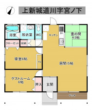 秋田市上新城道川、中古一戸建ての間取り画像です