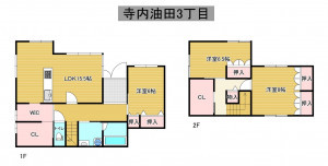 秋田市寺内油田、中古一戸建ての間取り画像です
