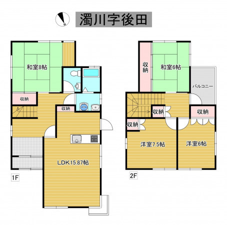 秋田市濁川、中古一戸建ての間取り画像です