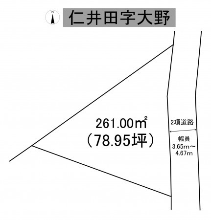 秋田市仁井田、土地の間取り画像です