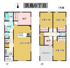 秋田市茨島、新築一戸建ての間取り画像です