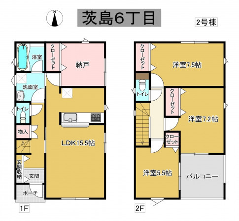 秋田市茨島、新築一戸建ての間取り画像です