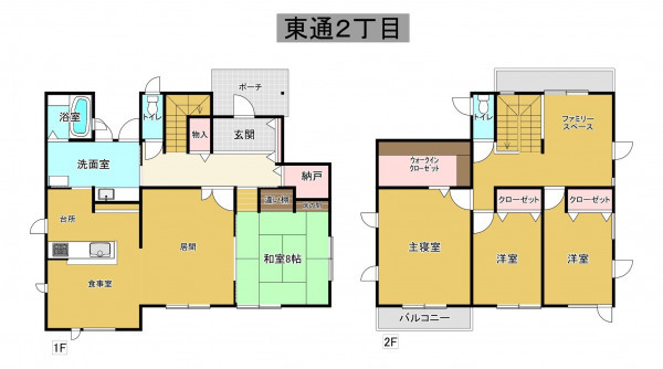 秋田市東通、中古一戸建ての間取り画像です