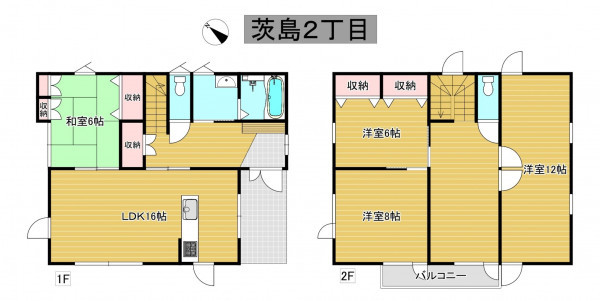 秋田市茨島、中古一戸建ての間取り画像です
