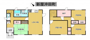 秋田市新屋沖田町、中古一戸建ての間取り画像です