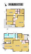秋田市牛島西、中古一戸建ての間取り画像です