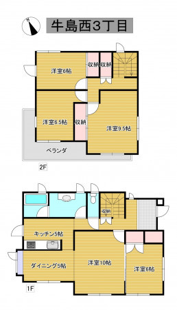 秋田市牛島西、中古一戸建ての間取り画像です