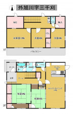 秋田市外旭川、中古一戸建ての間取り画像です