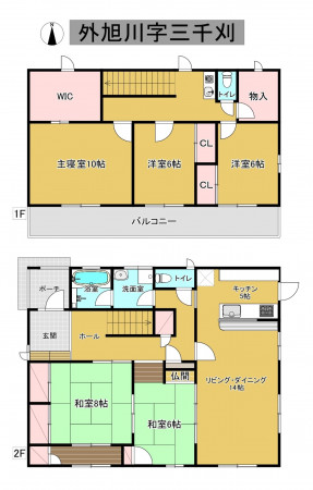 秋田市外旭川、中古一戸建ての間取り画像です