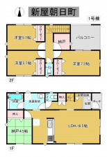秋田市新屋朝日町、新築一戸建ての間取り画像です