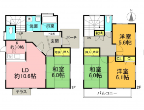 茂原市小林、中古一戸建ての間取り画像です
