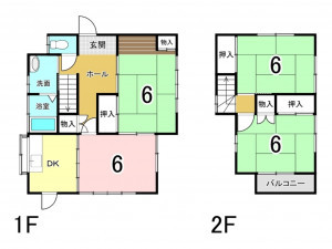 大網白里市南今泉、中古一戸建ての間取り画像です